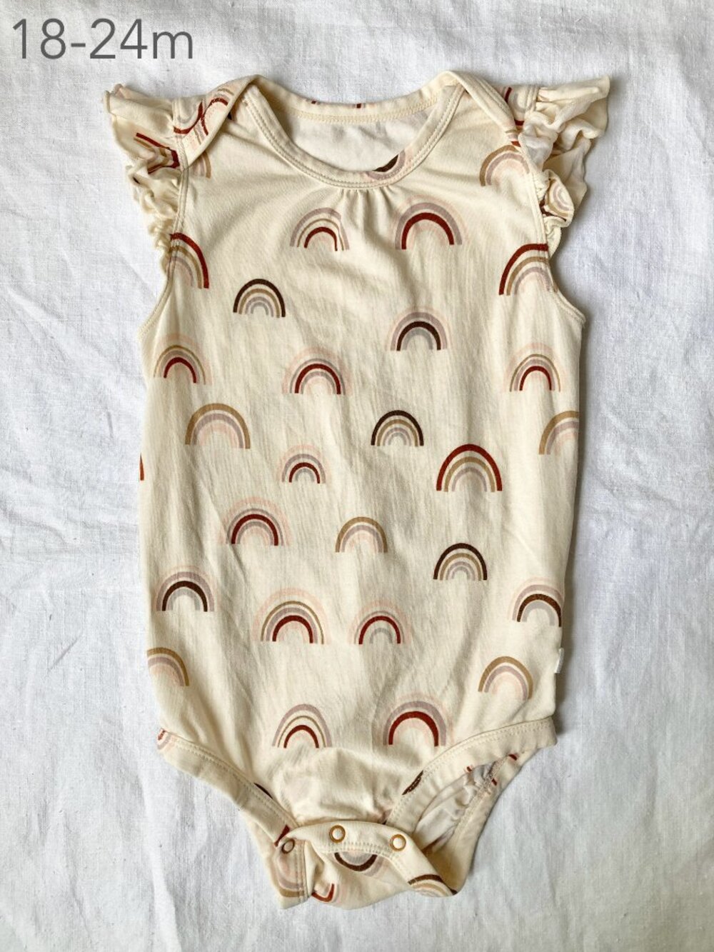 🪴5/$30 Loulou Lollipop 18-24 Months Toddler Rainbow Cream Ruffle Bodysuit